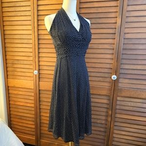 Black and White Polka Dot Evan Picone A-Line Halter Dress (2P)